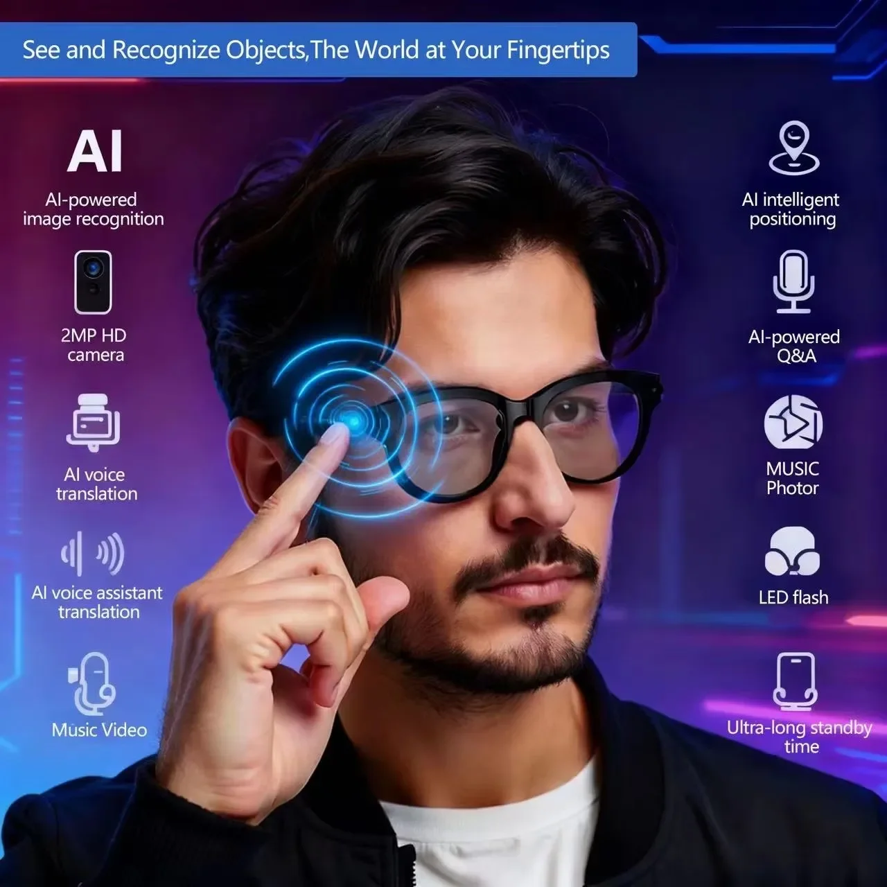 Audio Music To Video Ai - AI Sunglasses for Men with Real-time