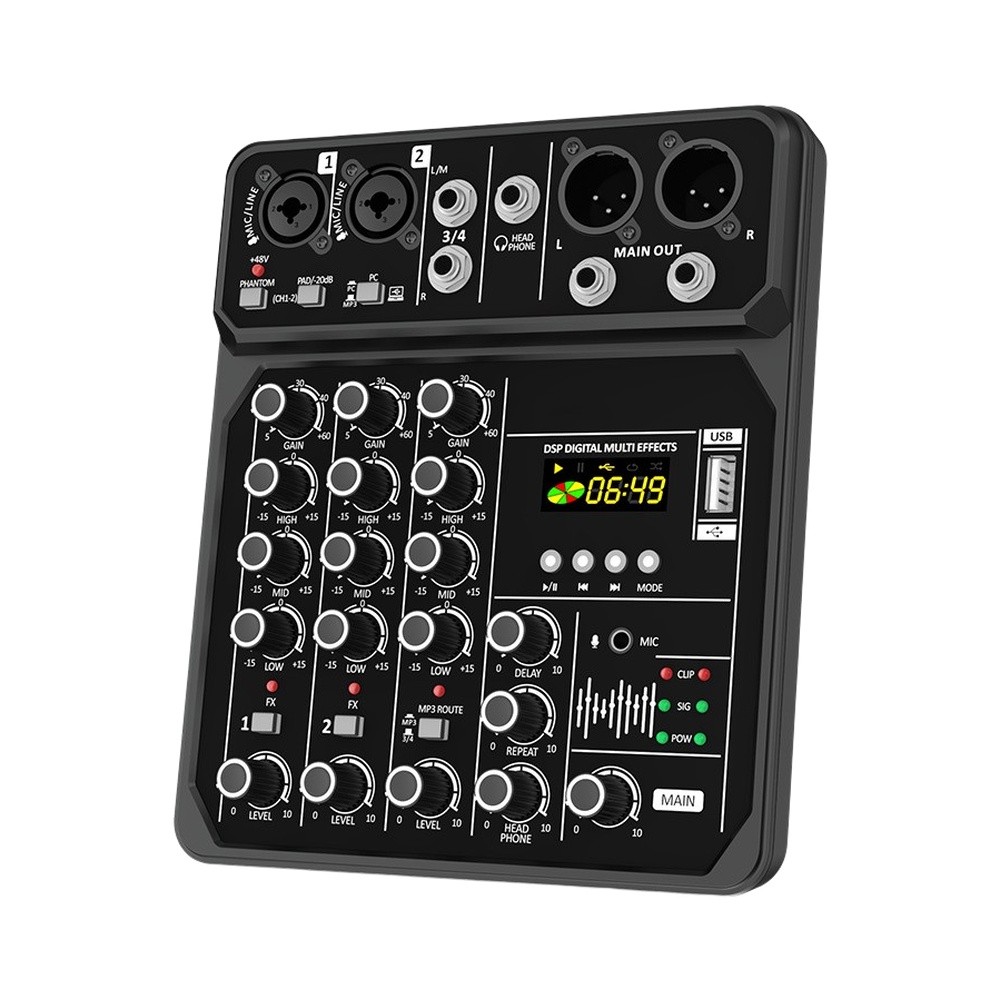Audio Music Production - Portable 4-Channel Audio Mixer With 48V