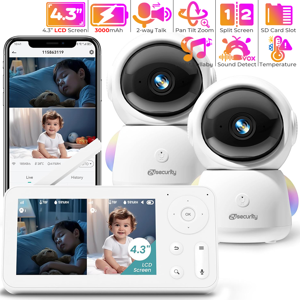 Audio Music Network - 2K Baby Monitor with 2 Cameras