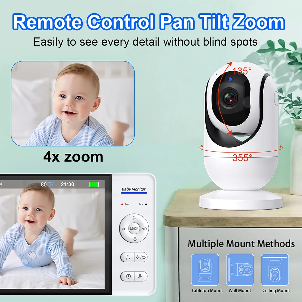 7.0'' Video Baby Monitor 720P  - đánh giá và giá Zoom Audio Music