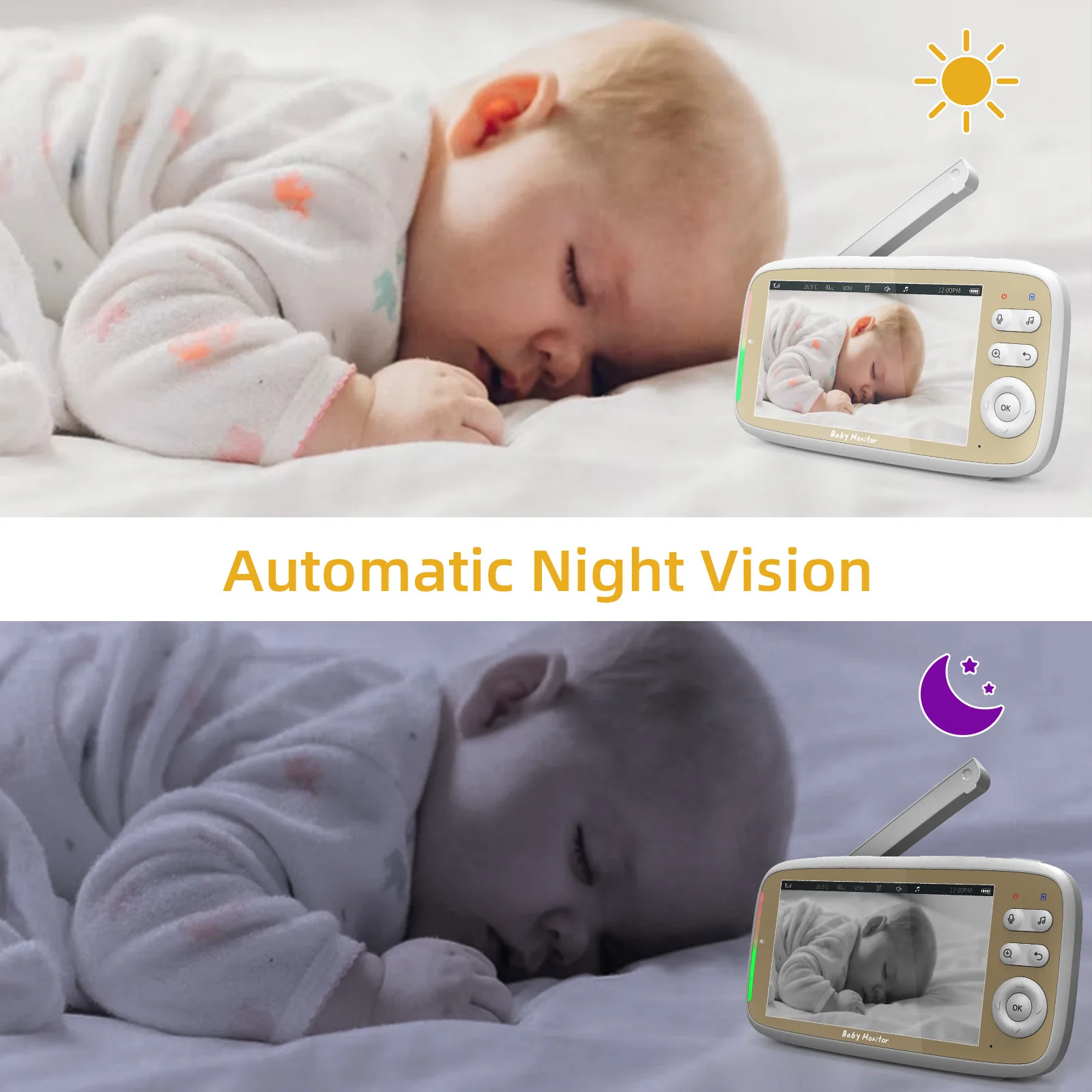 5 Inch Indoor Baby Monitor wit - đánh giá và giá Zoom Audio Music
